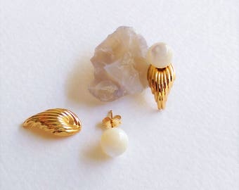 14k Gold Mother of Pearl Earrings - 14k Gold Earring Jackets - Gift for Her