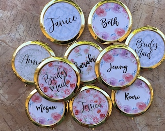 Bridesmaid Compact Mirror, Bridesmaid Gift,Personalized Mirror Compact Gift, Bridal Party Gift, Maid of Honor Gift, Bachelorette Party Gift