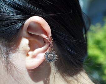 20)Antique Copper Sunflower Ear Cuff