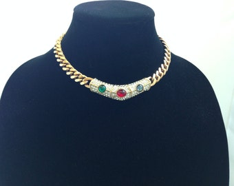 15.5" Vintage Costume Collar Necklace Circa late 80's early 90's.