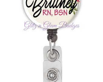 Flower Retractable, Personalized Retractable Badge Reel, Personalized Name Badge Reel, Nurse Badge Holder, Custom Nurse Badge Reel - GG4452