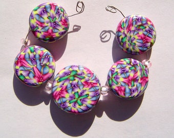 Fields Artisan Polymer Clay Bead Set with Focal and 4 Beads