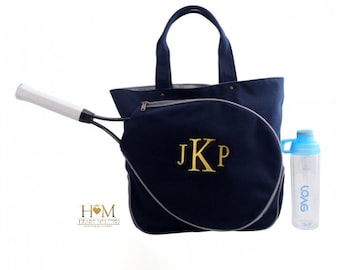 Tennis Bags - Monogrammed Tennis Bag - Canvas Navy Racquet Bag - Tennis tote - Tennis Team