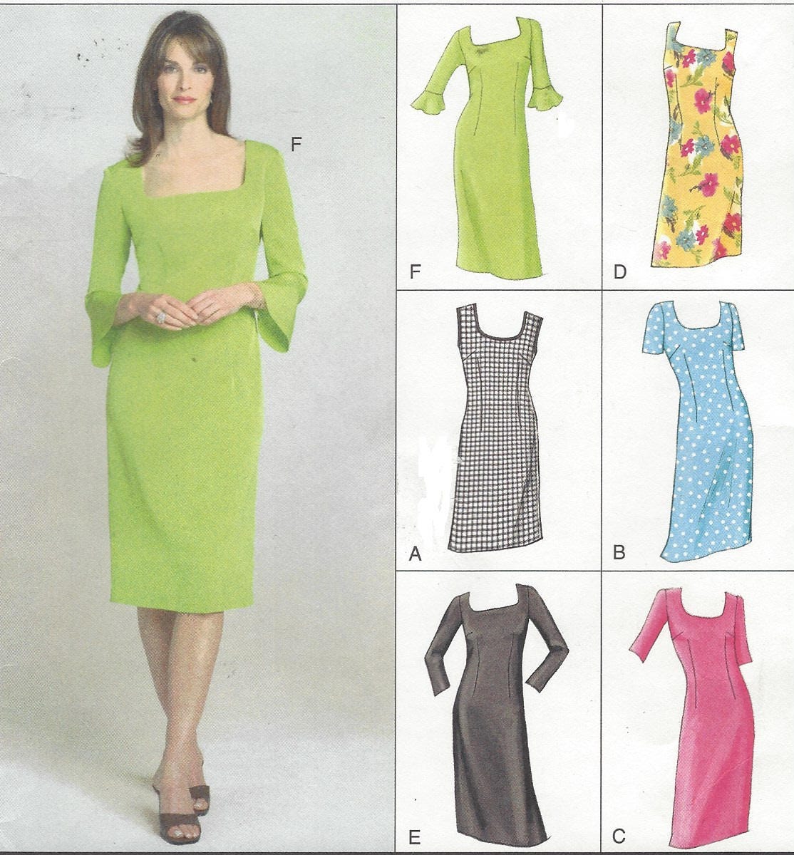 Womens Shift Dress Semi Fitted with Bodice & Sleeve Variations