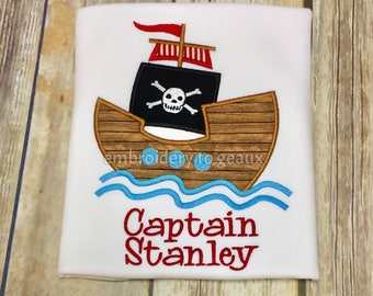 Boys Pirate Ship T-Shirt, Boys Pirate T-Shirt, Personalized Pirate Ship Shirt, Toddler Boys Pirate Shirt, Pirate Birthday T-Shirt