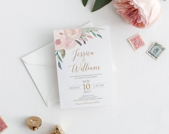 Printable Wedding Invitation | Floral Wedding | Wedding Invitations | Printable Invitations | Rustic Wedding Invite | Sophie Suite
