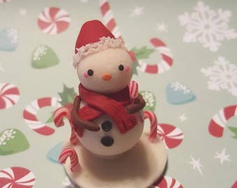 Large Snowman with Candy Cane base