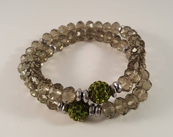 Bead Wrap Bracelet made of Shamballaperle, faceted beads and Hämatitperlen