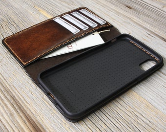 iPhone X Leather Case, iPhone X Leather Wallet, Made in Italy, Full Grain Leather, Personalized