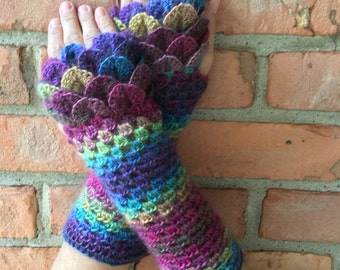 Crocodile stitch crochet fingerless gloves arm warmers eight colors