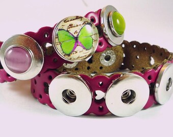 1 CHUNK fuchsia leather bracelet to customize (CH2)