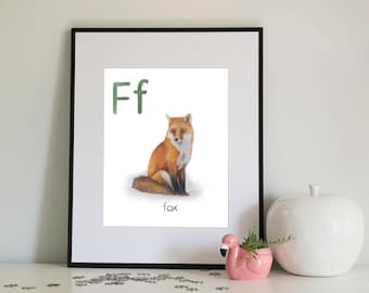 F is for Fox, alphabet series - Print of Original Watercolour
