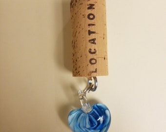 Wine Cork Keychain - Glass Heart