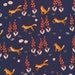 Foxglove Collection - Cloud 9 Organic Cotton -Fox in the Foxgloves Navy - Fabric by the Yard