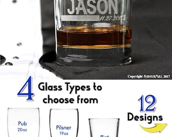 Personalized Whiskey Glasses, Groomsmen Rocks Glass, Groomsmen Gift Ideas, Personalized Whiskey Drinking Glasses, Bourbon, Bachelor