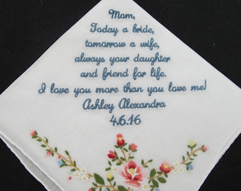 Mother of the Bride Embroidered Wedding Handkerchief