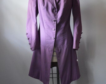 Antique Coat 1915 Purple Lavender Wool Womens Coat from Lord and Taylor Back Flap with Buttons Fitted Waist Good Condition Size Large