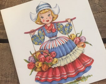 Vintage Dolls of Many Lands Card - Doll of Holland - Blank Inside - Unused