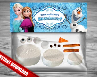 Disney Frozen Favor Bag Toppers - INSTANT DOWNLOAD Do You Want To Build A Snowman Frozen Birthday Printable Olaf Elsa