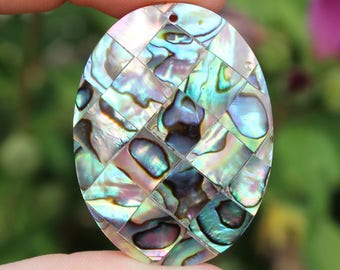 1 PENDANT BEAD OVAL ABALONE SHELL. A89 40X30X5MM.
