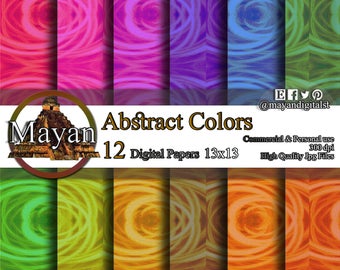 Digital print, digital download, 12 Digital abstract images and colors paper for decorations