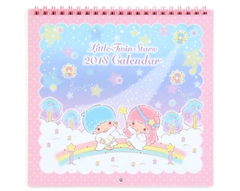 Sanrio Little Twins Stars 2018 Wall Calendar With Stickers - リトルツインスターズ キキララ