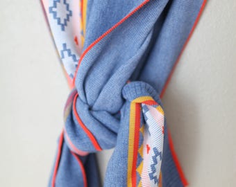 vintage blue & orange navajo print scarf