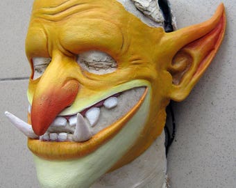 Latex goblin mask (troll, orc, gretchin, greenskin mask for cosplay and LARP makeup)