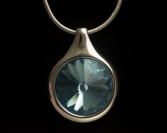 Sapphire Swarovski Crystal Silver Necklace