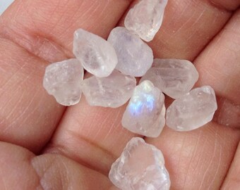 5 Rough Rainbow Moonstone Crystals, Raw Rainbow Moonstone Nuggets, Genuine Moonstone, Natural Gemstone, untreated moonstone crystals