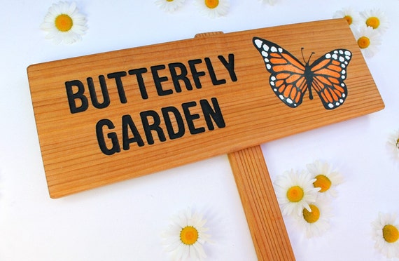 Personalized Butterfly Garden Sign Monarch Orange & Black