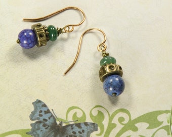 Blue Green Dangle Earrings