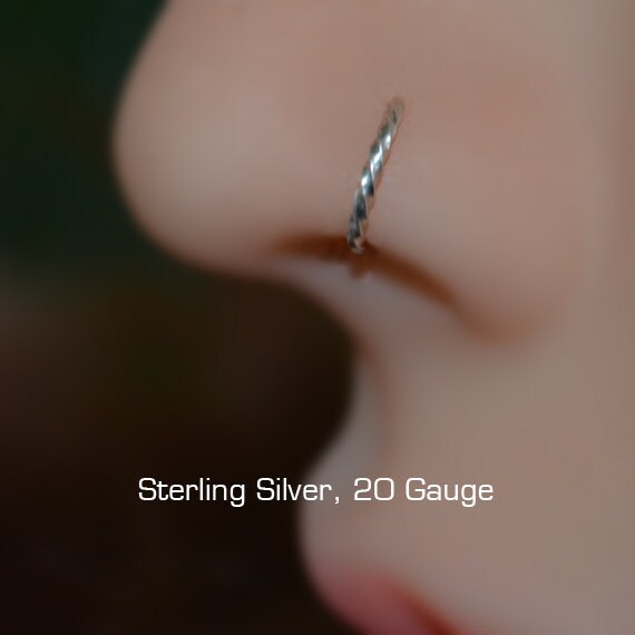 Small Nose Ring - Silver Nose Stud - Nose Hoop - 8mm Cartilage Earring - Tragus Earring - Daith Ring - Helix Hoop - Nose Piercing 20g