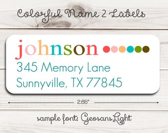 Colorful Name II Return Address Labels