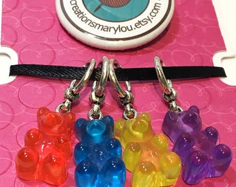 4 cute gummy bears Stitch markers