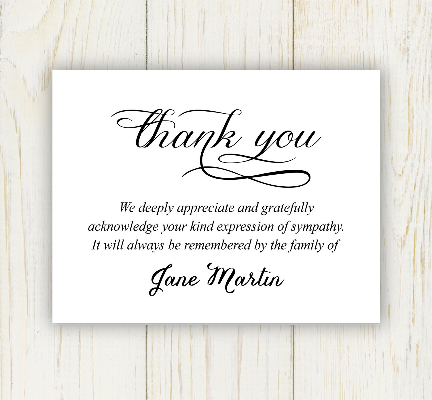 Funeral Thank You Card Digital File Sympathy Thank You