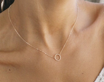 KARMA Necklace • Small Hammered Eternity Necklace, Simple Gold Necklace, Dainty Circle Necklace, 14K Gold Filled, Silver, Femina Handmade