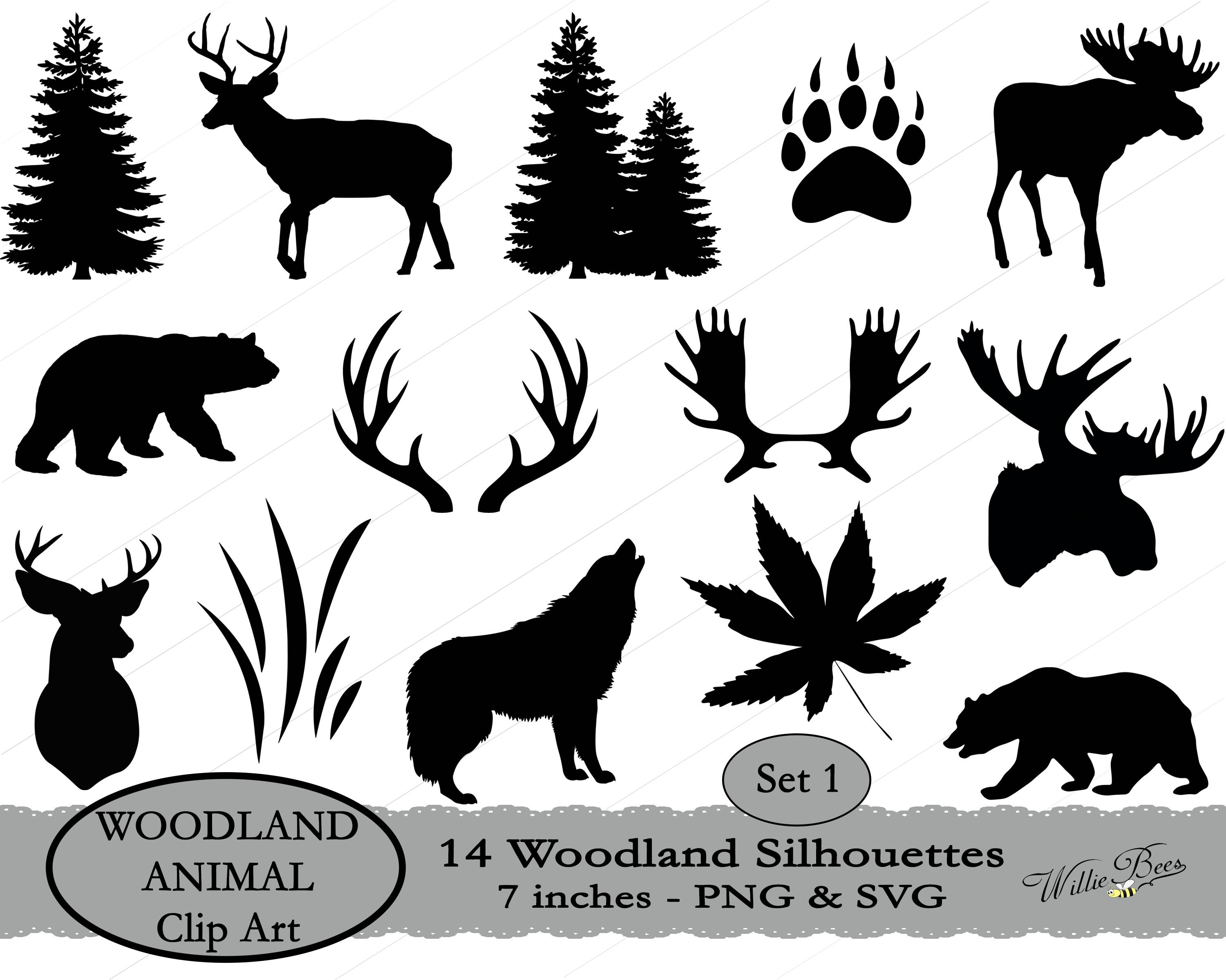 Download Deer SVG Moose SVG Woodland Animal SVG Clip Art Black Bear
