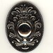 SURPLUS Vintage Pendant: Czech Jet BLACK SILVER Vine Scrolled Pressed Glass 1 Hole Steam Punk 2" Inchesx1-1/2" No. Pend-006