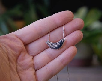 Silver Necklace,Bird Necklace,Silver Bird Necklace,Sterling Pendants,Silver Bird Pendant,#124