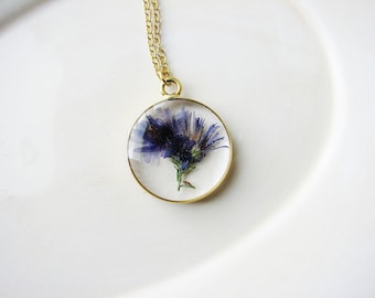 Aster Necklace, Real Flower Necklace, Nature Lovers Jewelry, Botanical Jewelry, Pressed Flower Necklace, Floral Jewelry, Resin Jewely