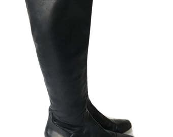 Vintage Black Leather Cole Haan Riding Boots Size 8