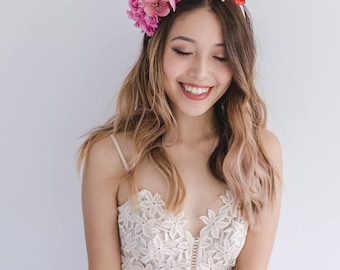 bright spring flower crown // spring racing flower headpiece / spring carnival headpiece / spring races flower fascinator / spring headband