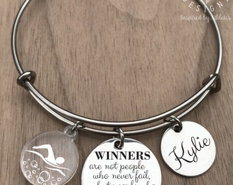 Swim Bracelet, Swimming Bracelet, Swimmer Bracelet, Swim Bangle, Swim Gifts, Swimmer Gift, Gift for Swimmer, Girls Swim Gift, Swim Jewelry