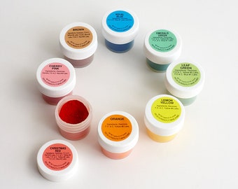 Powder Food Coloring Kit - Set of 8 (Includes Pro Uses by Cakegirls) 4 oz Each - Red Orange Yellow Green Blue Pink