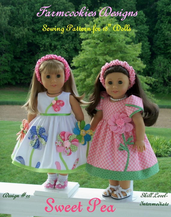 PDF SEWING PATTERN for 18 Inch Doll Clothes - Sweet Pea by Farmcookies/ Fits Like American Girl Doll Clothes
