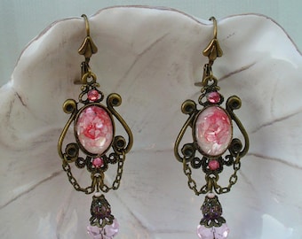 Bronze and pink earrings