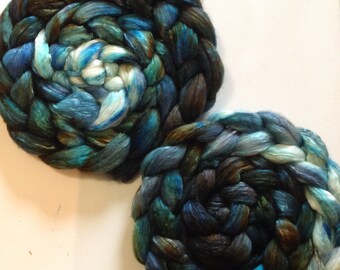 Hand Dyed gradient roving 6ozs polwarth mulberry silk 70/30 ready to ship