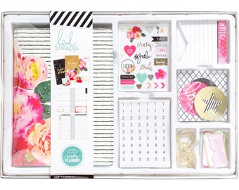 Clearance! 2017 Heidi Swapp Memory Personal Planner Box Kit - 12-Month Non-dated Floral Planner Kit/Paper Clips/Note Pads/Stickers