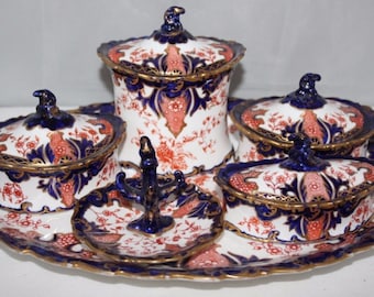 Royal Crown Derby - Imari 2712 - 6 Piece Dressing Table Set - 1898